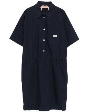 N°21 Ruffle-Trim Short-Sleeve Dress - Blue