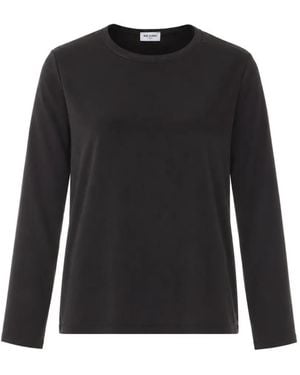 RUE DU BAC Crew-Neck Long-Sleeve Blouse - Black