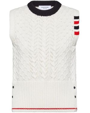 Thom Browne Débardeur En Laine Mérinos À 4 Bandes Signature - Blanc