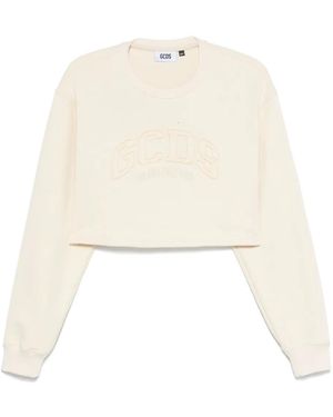 Gcds Logo Cropped Sweatshirt - White