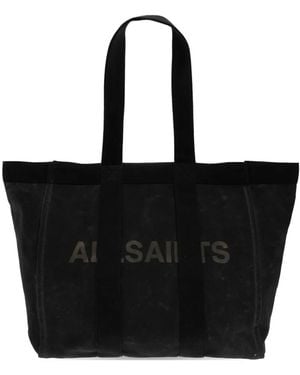 AllSaints Layo Logo-Print Tote Bag - Black