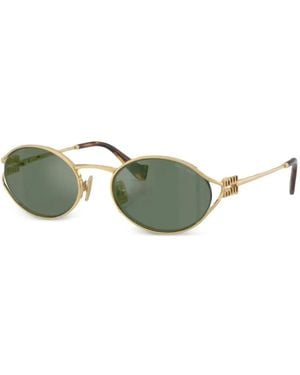 Miu Miu Cut-Out Round-Frame Sunglasses - Green