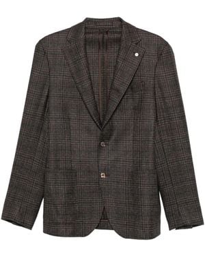 Luigi Bianchi チェック シングルジャケット - グレー
