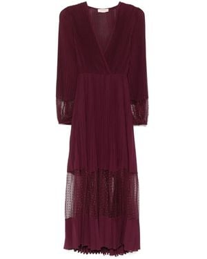 Twinset Midikleid mit plissierten Einsätzen - Lila