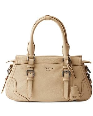 Prada Large Leather Tote Bag - Natural
