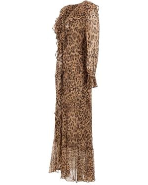 RIXO London Grayce Ruffled Animal-Print Dress - Natural