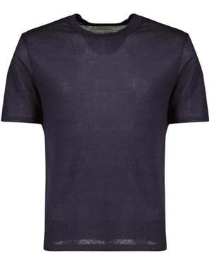 Officine Generale Short-Sleeved Linen T-Shirt - Blue