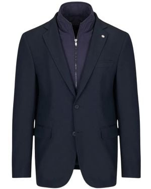 Manuel Ritz Layered-Design Single-Breasted Jacket - Blue