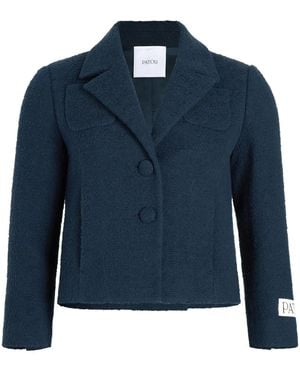 Patou Cropped Tailored Tweed Jacket - Blue