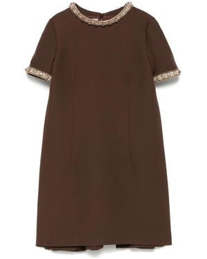 Valentino Garavani Crystal-Embellished Crepe Mini Dress - Brown