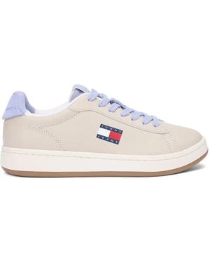 Tommy Hilfiger Logo-Patch Leather Trainers - White