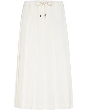 Brunello Cucinelli Midi-Plooirok - Wit