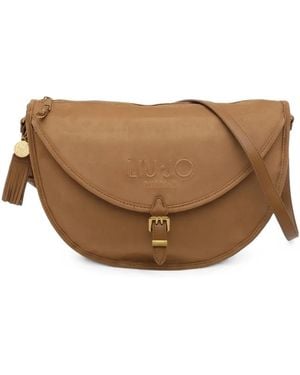 Liu Jo Suede-Effect Buckle-Detail Crossbody Bag - Brown