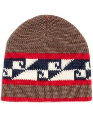 Stussy Waves Intarsia-Knit Beanie Hat - Red