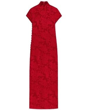 Shanghai Tang Floral-Print Dress - Red