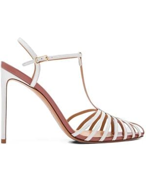 Francesco Russo Cage-Strap T-Bar Heel Sandals - Pink