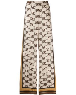 Alberta Ferretti Logo Print Palazzo Trousers - Multicolour
