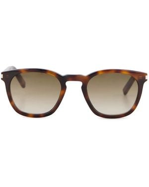 Saint Laurent Tortoiseshell Rectangle-Frame Sunglasses - Brown