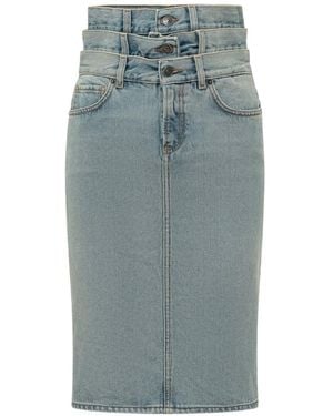 Fiorucci Triple-Waistband Denim Skirt - Blue