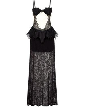 David Koma Lace-Panelled Cut-Out Dress - Black