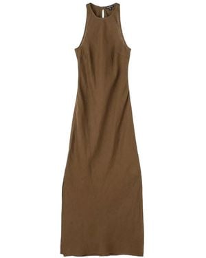 James Perse Halterneck Side-Slit Maxi Dress - Natural