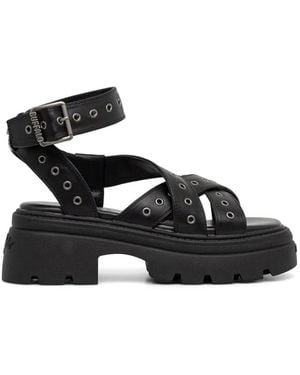 Buffalo Vega Mss Riv Eyelet-Embellished Platform Sandals - Black