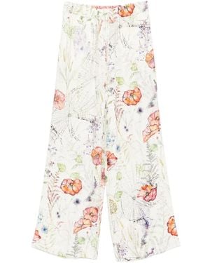 McQueen Floral Cotton Trousers - White
