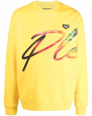 Philipp Plein Logo-Print Cotton Sweatshirt - Yellow