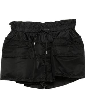 Sacai Ruched-Waist Shorts - Black