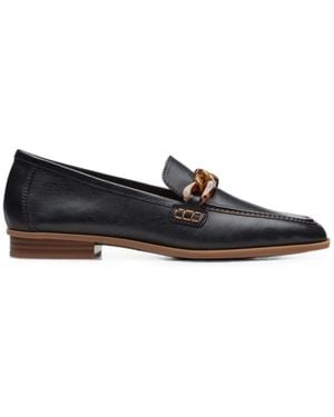 Clarks Sarafyna Iris Chain-Link Leather Loafers - White