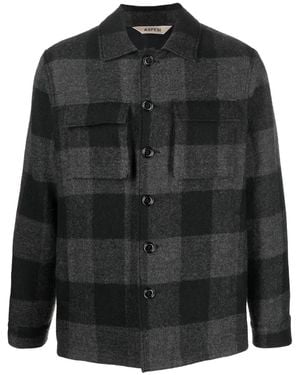 Aspesi Check-Pattern Shirt Jacket - Black