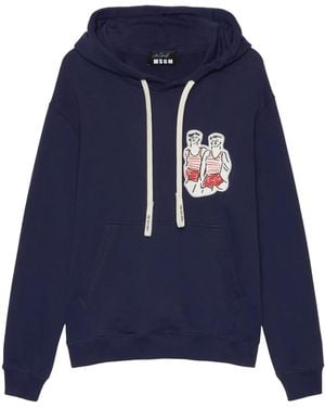MSGM Sudadera Con Detalle De Parche Y Capucha - Azul