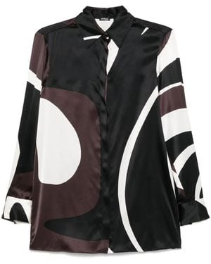 Kiton Abstract-Print Shirt - Black