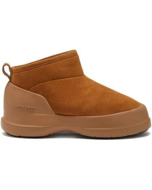 Moon Boot Suede Logo Printed Ankle Boots - Brown