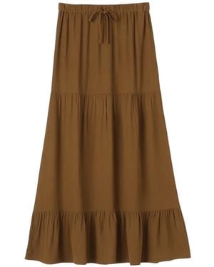 James Perse Soft-Matte Tiered Maxi Skirt - Natural