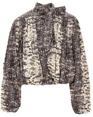 Isabel Marant Pussy-Bow Crystal-Embellished Blouse - Brown