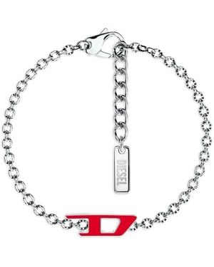DIESEL Enamel D Logo Chain Bracelets - White