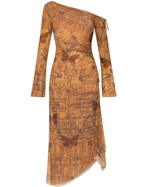 MISBHV Midikleid mit abstraktem Print - Braun