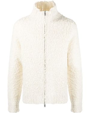 Jil Sander High-Neck Zip-Up Shearling Jacket - White