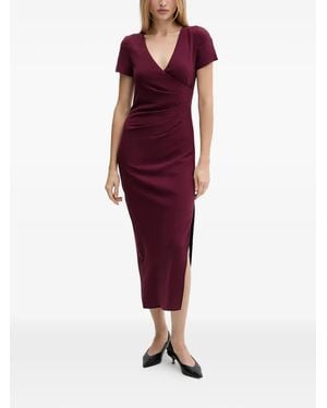 ARMANI EXCHANGE V-Neck Midi Dress - Red