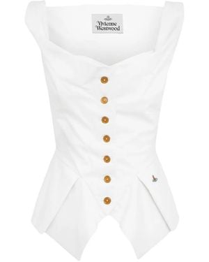 Vivienne Westwood Button-Down Pleated Top - White