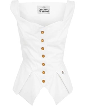 Vivienne Westwood Button-Down Pleated Top - White