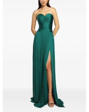 Cristallini Robe Longue Nova À Design Plissé En Soie - Vert