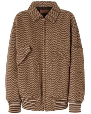Missoni Chevron Pattern Bomber Jacket - Brown
