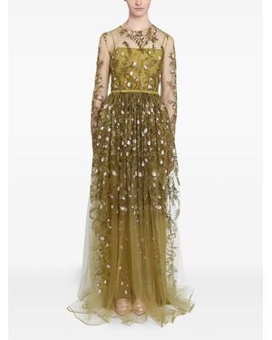Giambattista Valli Embroidered Tulle Long Dress - Metallic