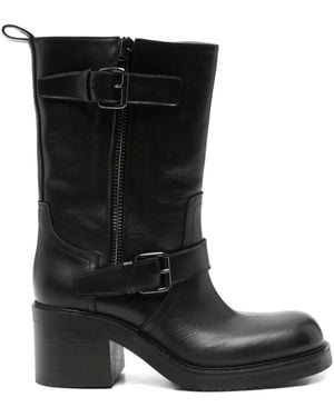 Elena Iachi Leather Zip Boots - Black