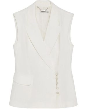 Jonathan Simkhai Valarie Crossover-Front Blazer Vest - White