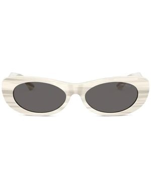 Jimmy Choo Striped Logo-Embellished Sunglasses - Grey