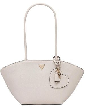Guess Bolena Heart Charm Shoulder Bag - White