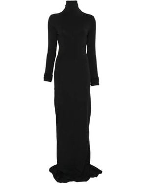Mugler Zip-Up High-Neck Maxi Dress - Black
